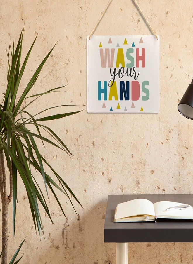 Ryeolo Kids Bathroom Wood Signs, Wash Your Hands Wall Hanging, Toddler Boy Girl Bathroom Decor, 10.2x7.8 Inches Wall Pediments - Image 2